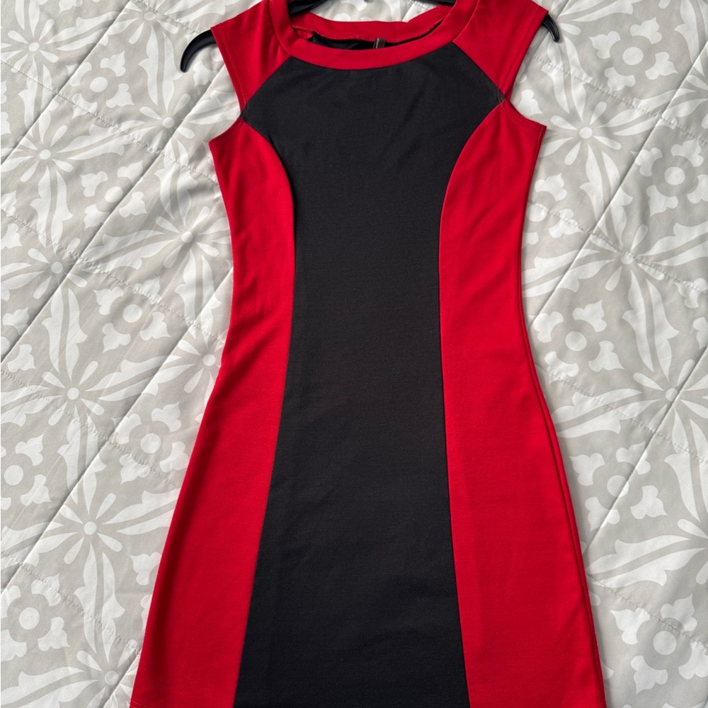 SUMMER READY Pink Crayon Elegant Red and Black Sleeveless Dress
